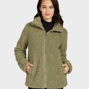 Green Fuzzy Teddy Sherpa Jacket